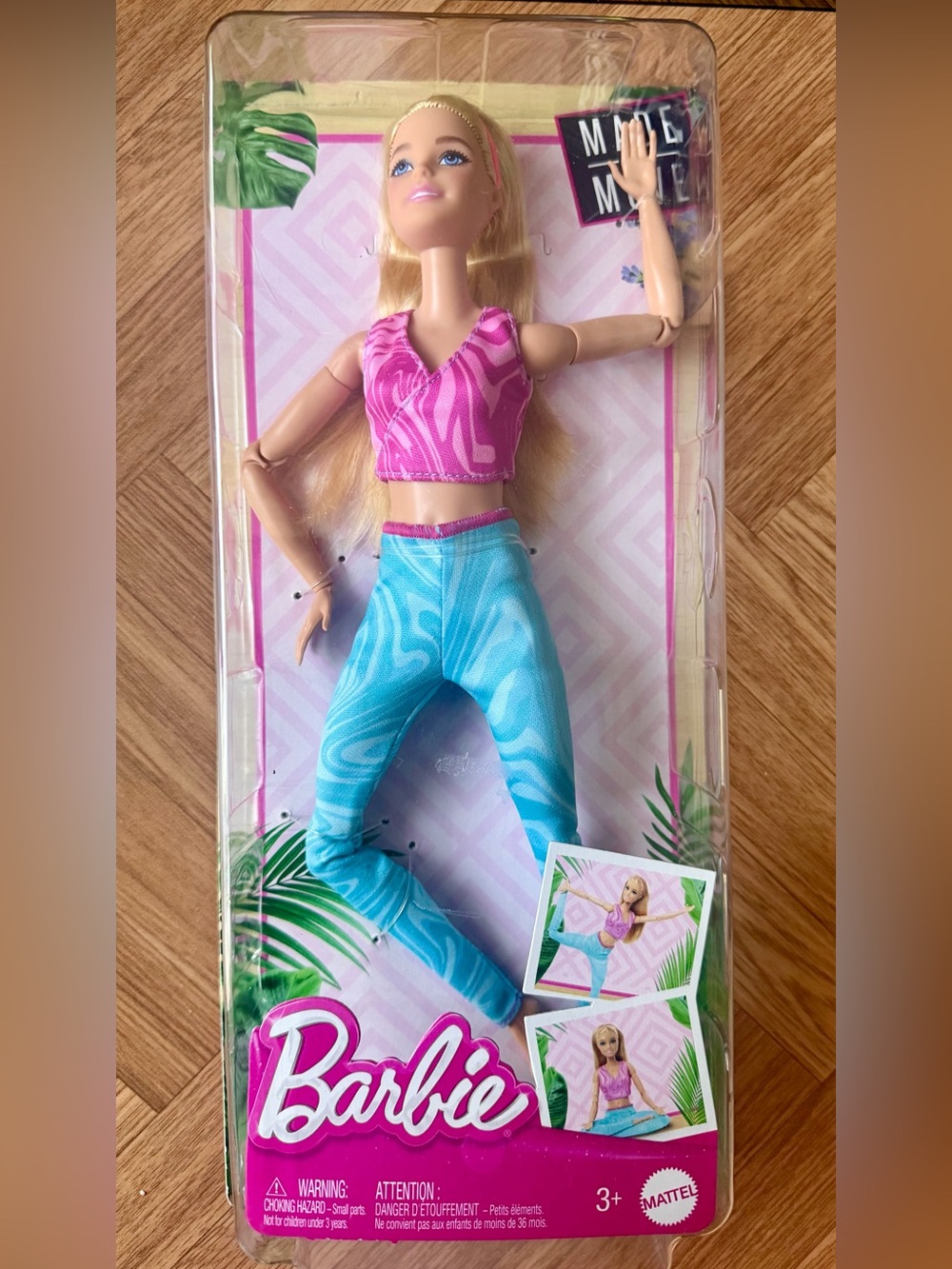 Barbie Pink Patterned Crop Top with Blue Swirl Leggings